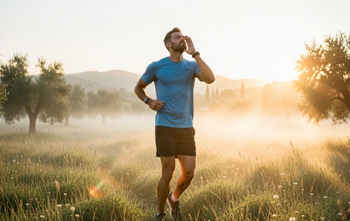 Hombre activo en ambiente natural